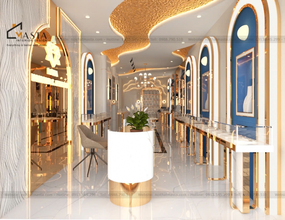 Không gian bên trong thiết kế tiệm Kim Cương LONA Diamond & Jewelry